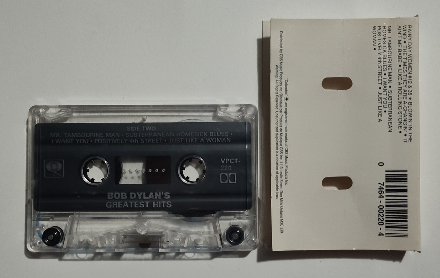 Bob Dylan - "Bob Dylan's Greatest Hits" - CASSETTE TAPE (Canada; black shell; DOLBY) VG/VG