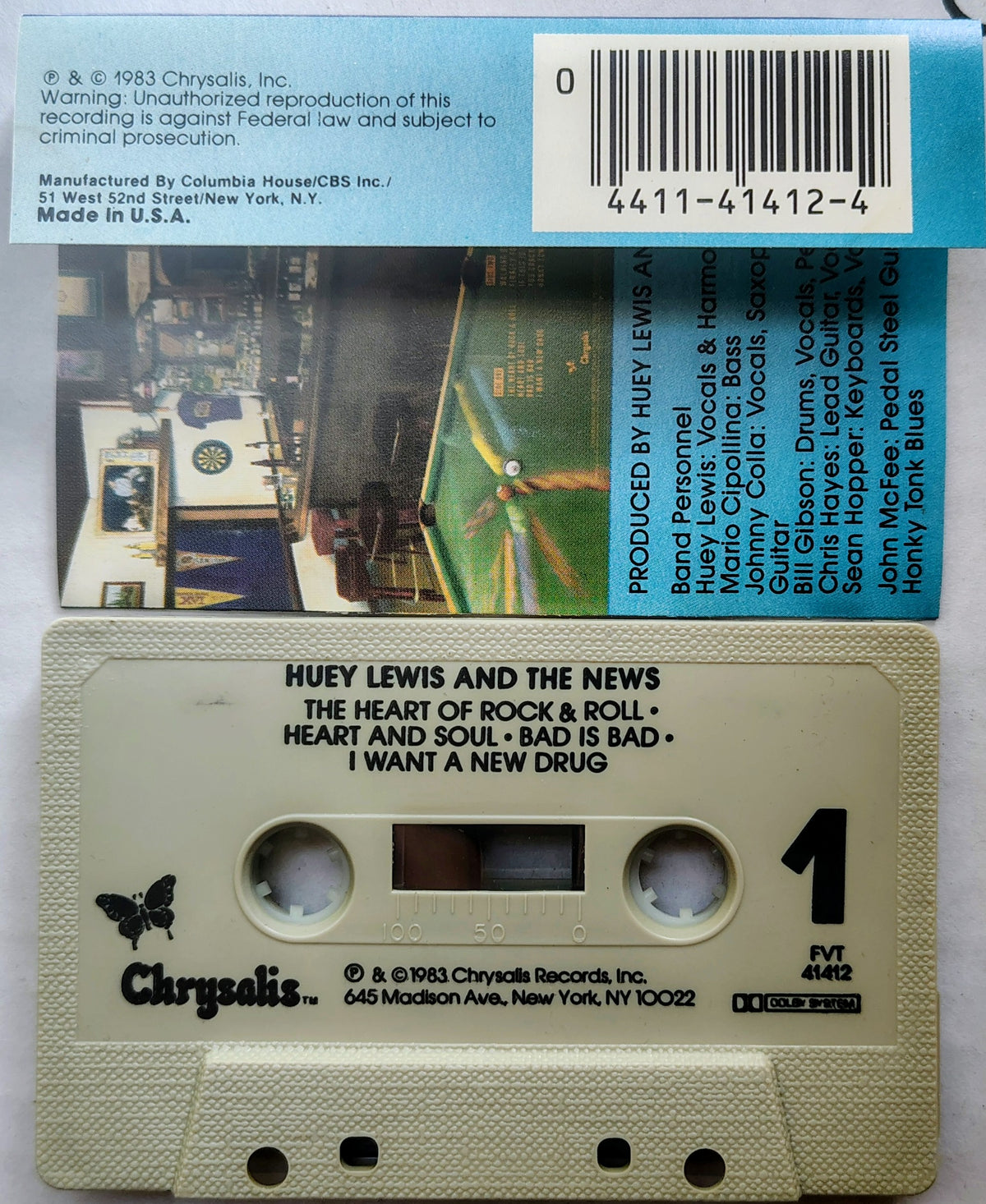 Huey Lewis & The News - "Sports" - CASSETTE TAPE VG+/VG+