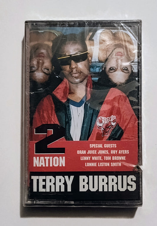 Terry Burrus - "Nation 2 Nation" - CASSETTE TAPE VG+/M (Sealed; large saw cut through cover)