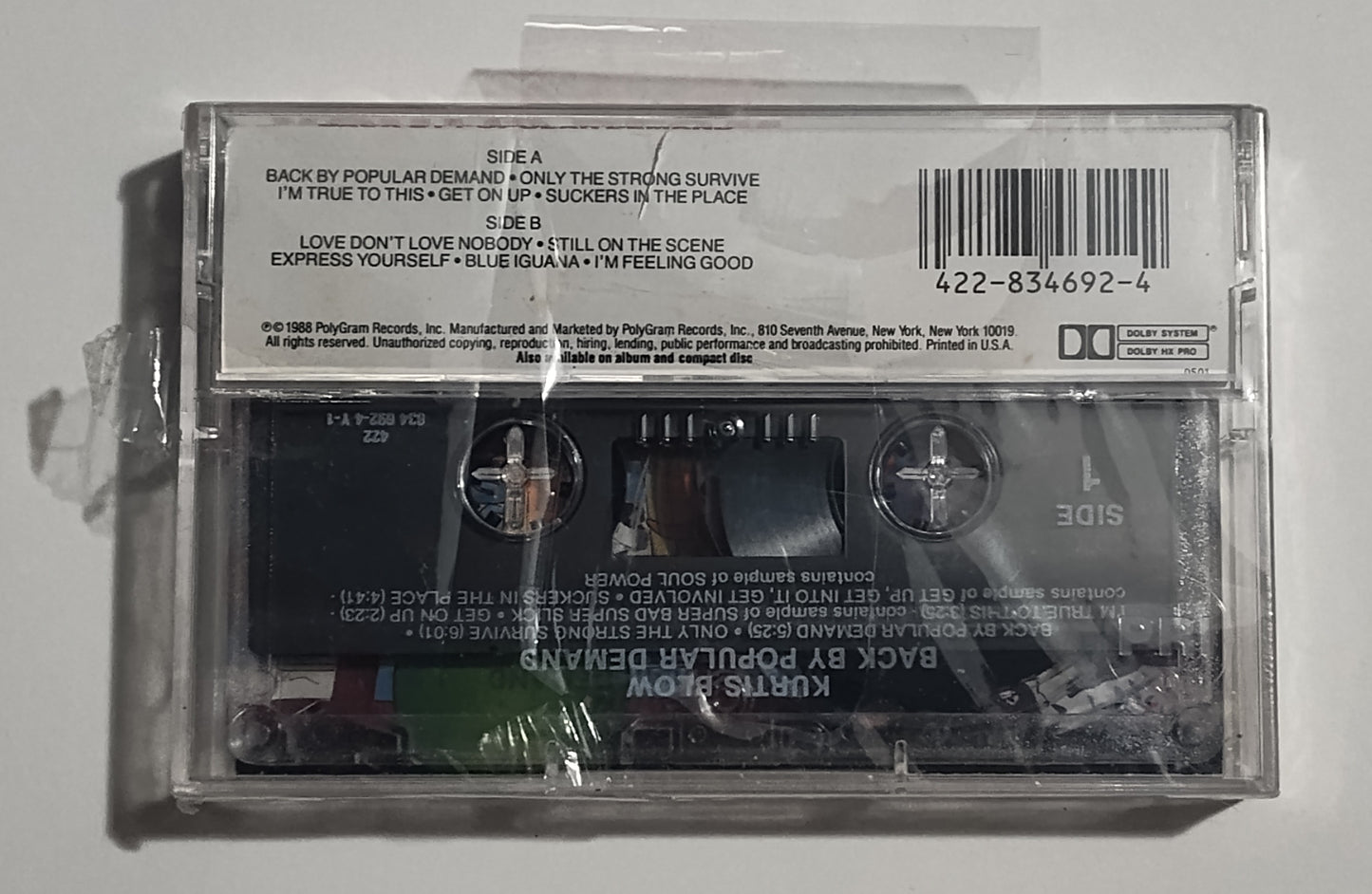 Kurtis Blow - "Back By Popular Demand" - CASSETTE TAPE VG+/M (Broken seal)