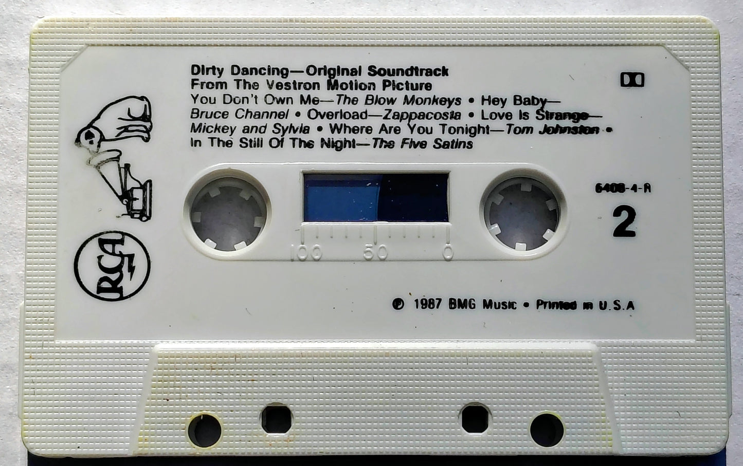 Various Artists - “Dirty Dancing Soundtrack” - CASSETTE TAPE BMG) POOR/VG+ (Damaged j-card: only includes cover section; Actual version not listed on Discogs)