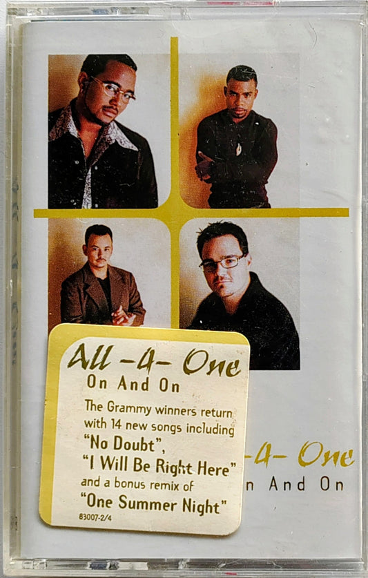 All-4-One - “On And On” - CASSETTE TAPE VG+/M (Sealed with hype sticker; torn cellophane)