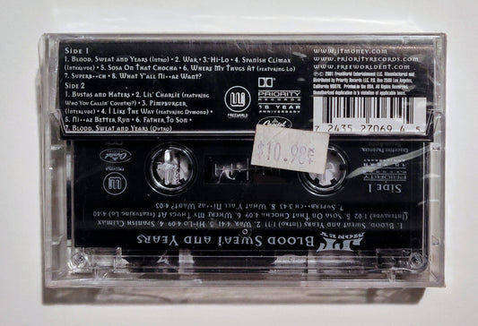 JT Money - "Blood Sweat And Years" - CASSETTE TAPE NM/M (Sealed; crack in upper left cover)