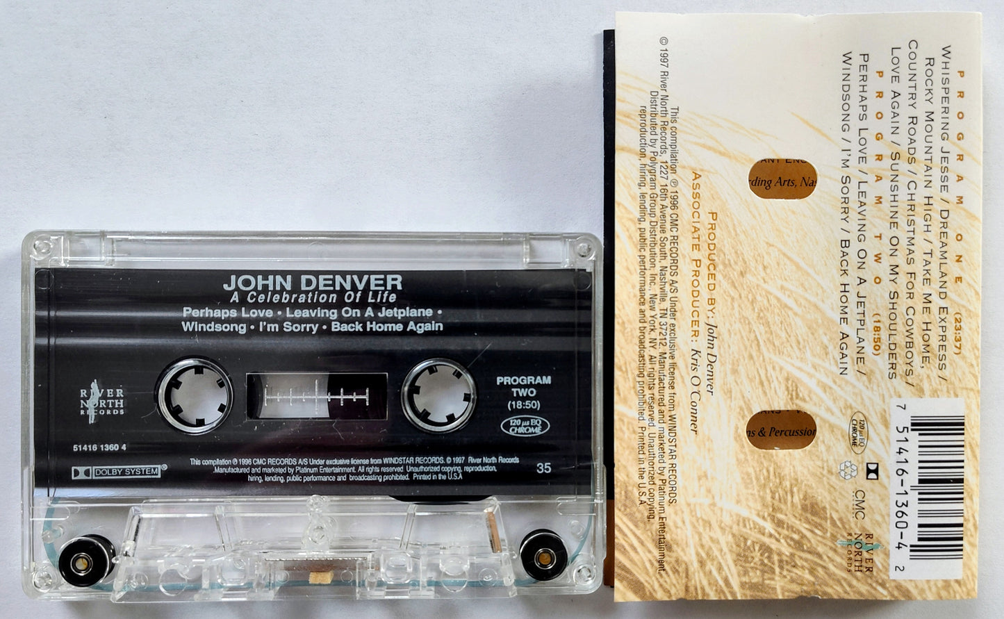 John Denver - “The Last Recordings: 1996 Recordings Of His Classic Hits” - CASSETTE TAPE VG+/VG+ *⭐*