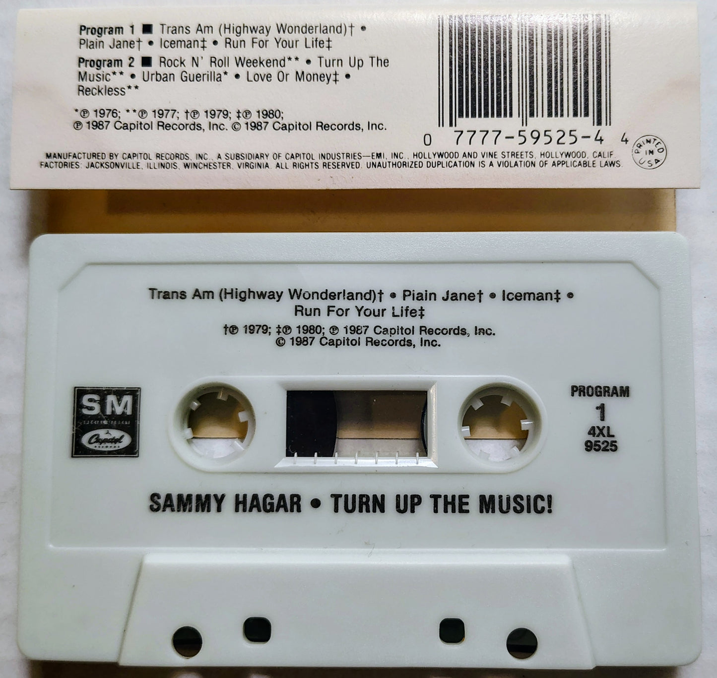 Sammy Hagar - “Turn Up The Music!” - CASSETTE TAPE VG+/VG+