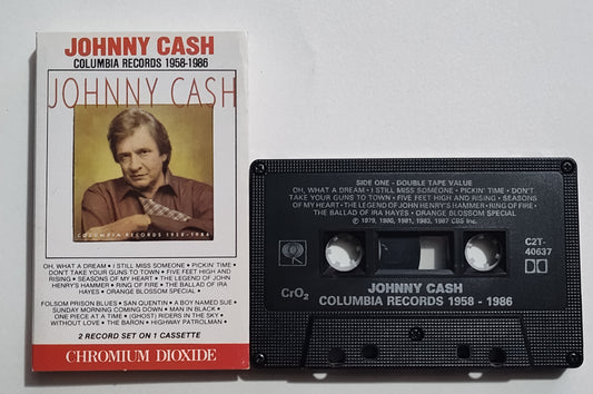Johnny Cash - "Columbia Records 1958-1986" - CASSETTE TAPE (Chrome; Canada; black shell) VG/VG+