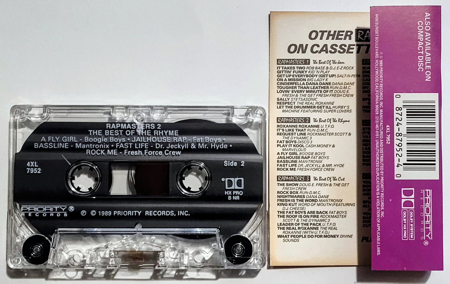Various Artists - "Rapmasters 2: The Best Of Rhyme" - CASSETTE TAPE (DOLBY HX PRO B NR) VG+/VG+