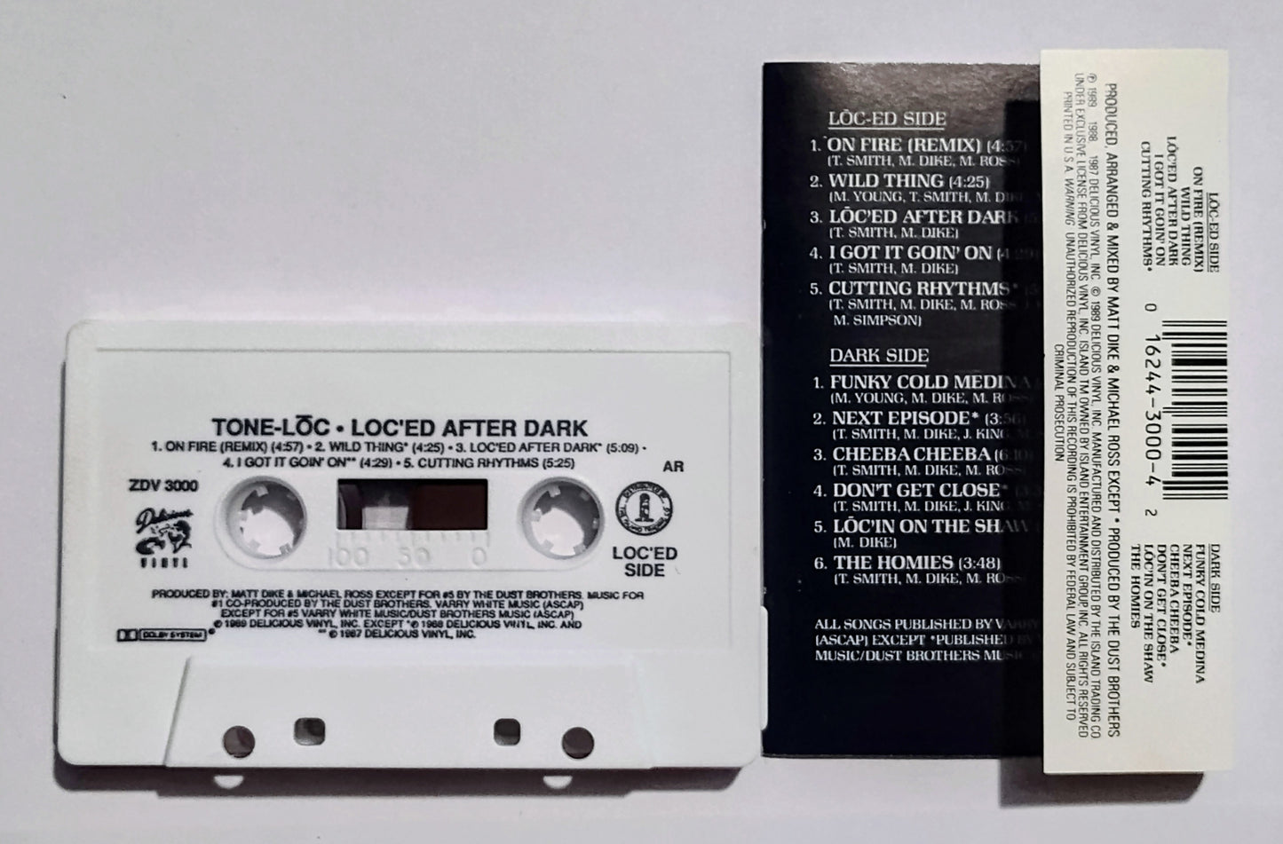 Tone Lōc - "Lōc-ed After Dark" - CASSETTE TAPE (AR; DOLBY) VG+/VG+