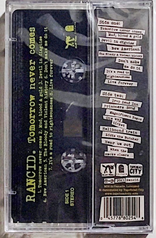 Rancid - "Tomorrow Never Comes" - INDIE CASSETTE TAPE (Black shell) M/M (Sealed) [Tapehead City]