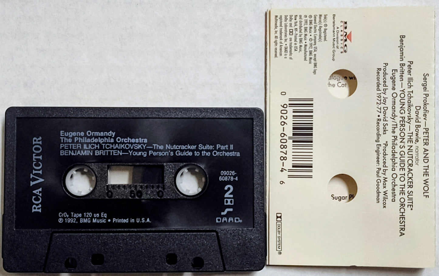 David Bowie Narrates Prokofiev/ Eugene Ormandy, The Philadelphia Orchestra - “Peter & The Wolf/ Young Person’s Guide To The Orchestra” - CASSETTE TAPE VG+/VG+