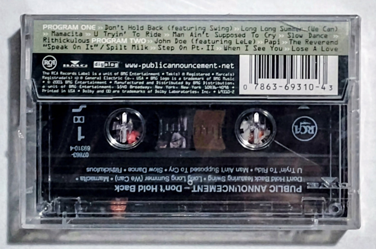 Public Announcement - “Don’t_Hold_Back” - CASSETTE TAPE NM/M (Sealed with hype sticker; 1 cm crack on back of case)