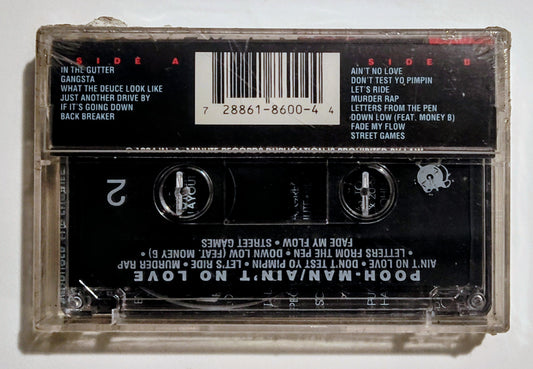 Pooh-Man - "Ain't No Love" - CASSETTE TAPE VG+/M (Sealed; large cracks in cover; torn cellophane)