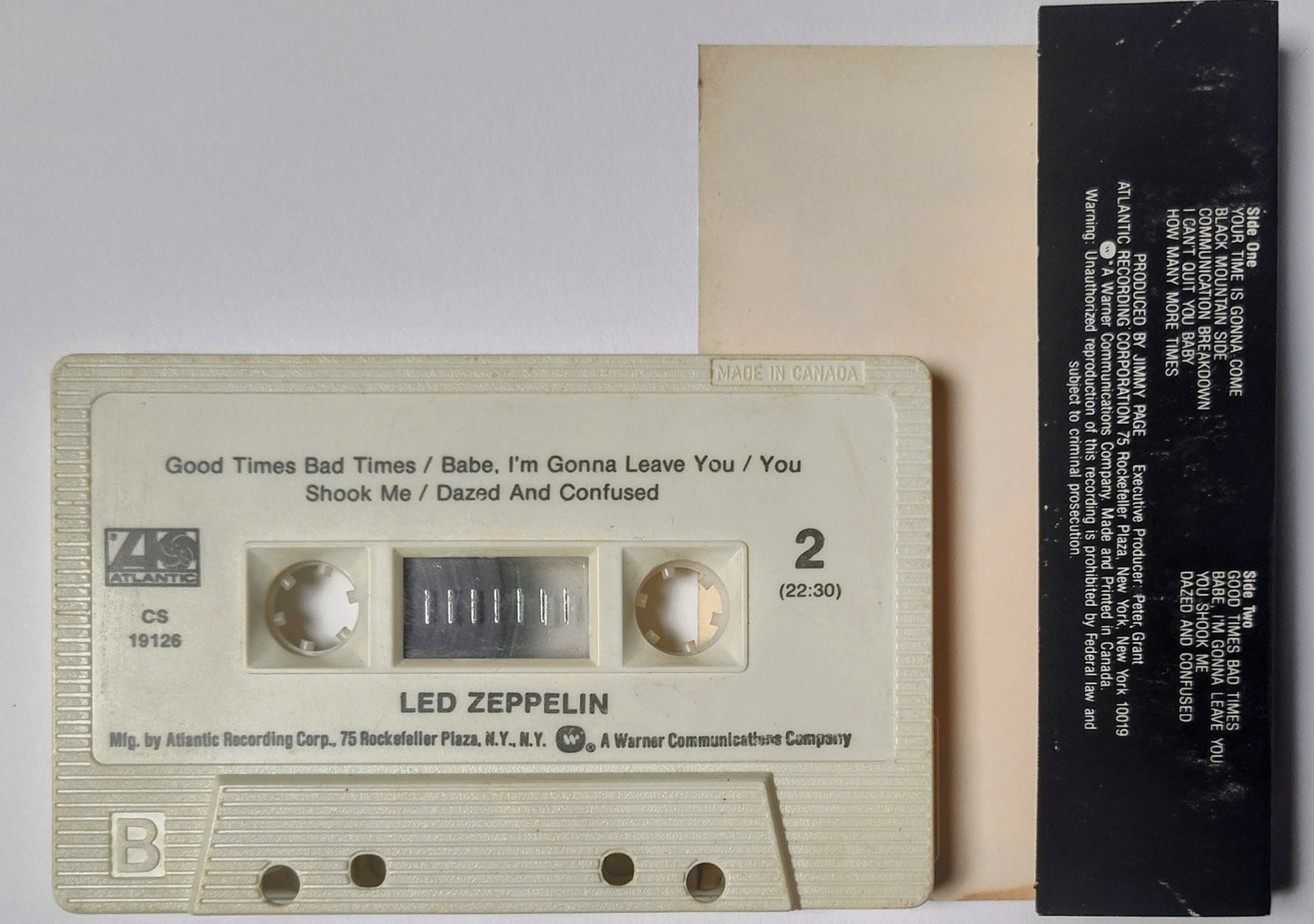 Led Zeppelin - "Led Zeppelin(1)" - CASSETTE TAPE (Canada; white shell; no bar code) VG/VG