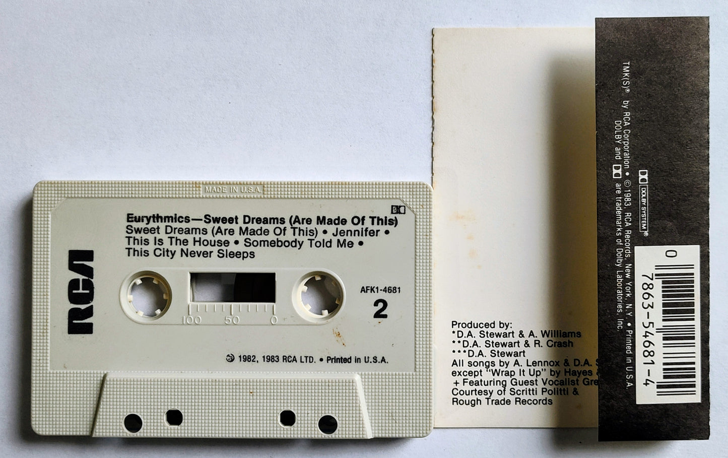 Eurythmics - “Sweet Dreams (Are Made Of This)” - CASSETTE TAPE VG+/VG+