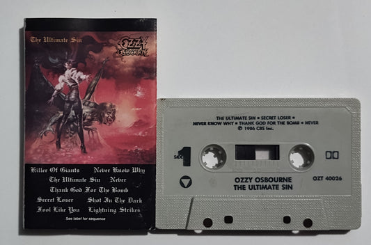 Ozzy Osbourne - "The Ultimate Sin" - CASSETTE TAPE (DOLBY) G/VG (Walter damaged j card)