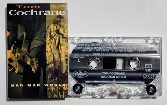 Tom Cochrane - "Mad Mad World" - CASSETTE TAPE (DOLBY HX PRO B NR) VG+/VG+