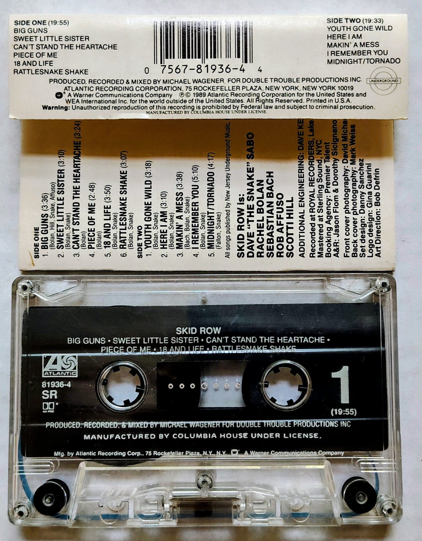 Skid Row - "Skid Row" CASSETTE TAPE VG/VG