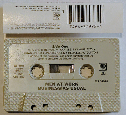 Men At Work - "Business As Usual" - CASSETTE TAPE VG+/VG+