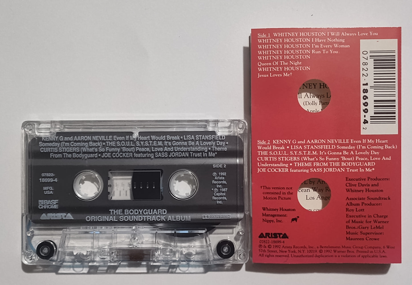 Various Artists - "The Bodyguard Soundtrack" - CASSETTE TAPE (Chrome; DOLBY) NM/NM