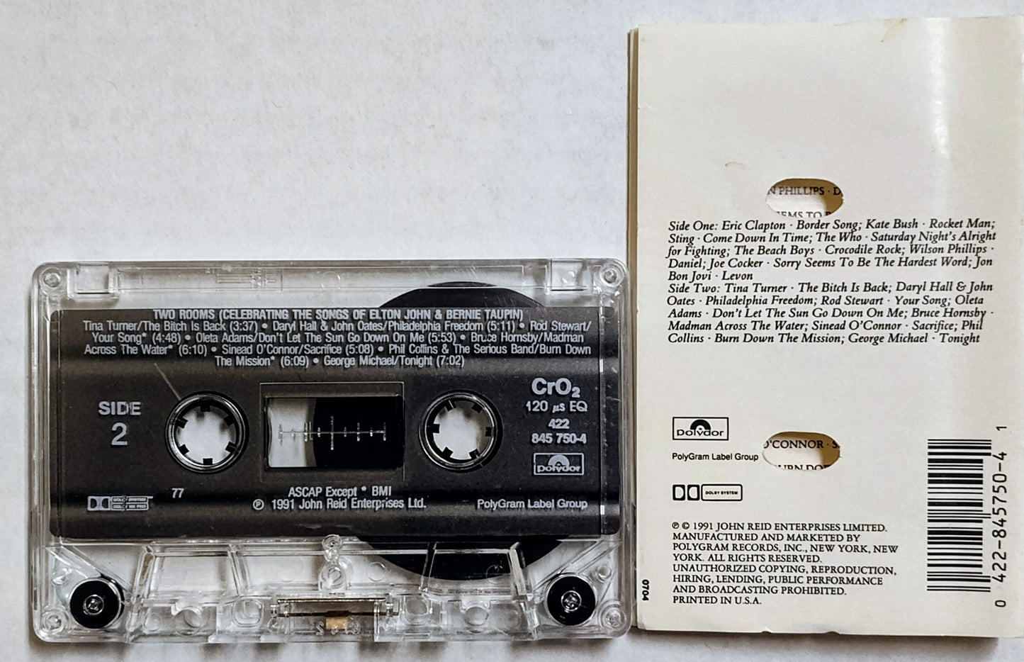 Various Artists - “Two Rooms: Celebrating The Songs Of Elton John & Bernie Taupin” - CASSETTE TAPE VG/VG