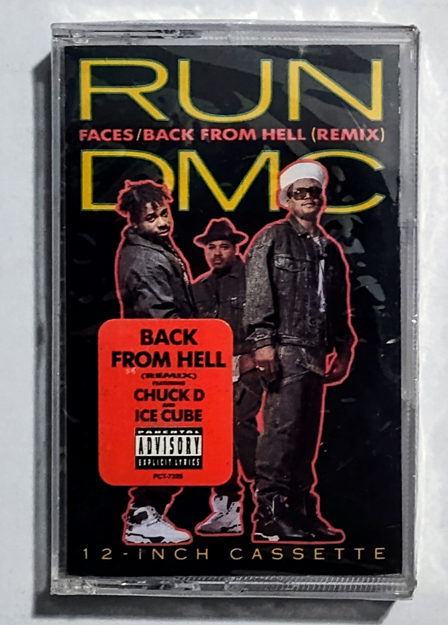 RUN DMC - “Faces/Back From Hell Remix (12-Inch Cassette)” - CASSETTE TAPE (Maxi) M/M (Sealed with hype sticker)