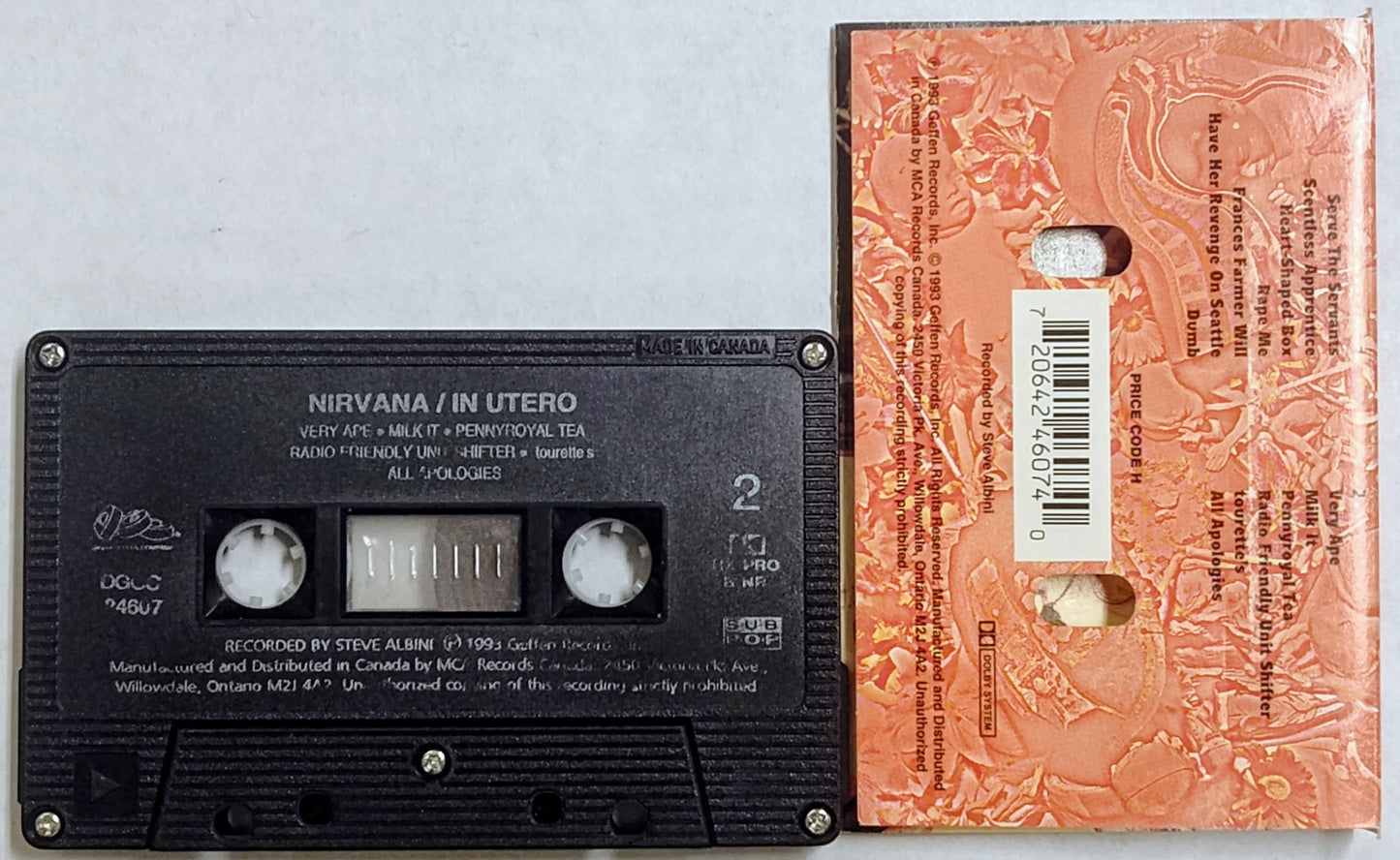 Nirvana - “In Utero” - CASSETTE TAPE (Canada; black shell) VG/G+