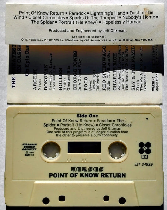 Kansas - "Point Of Know Return" CASSETTE TAPE VG/VG