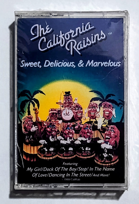 California Raisins, The - “Sweet, Delicious, & Marvelous” - CASSETTE TAPE NM/M (Sealed; crack in cover of case)