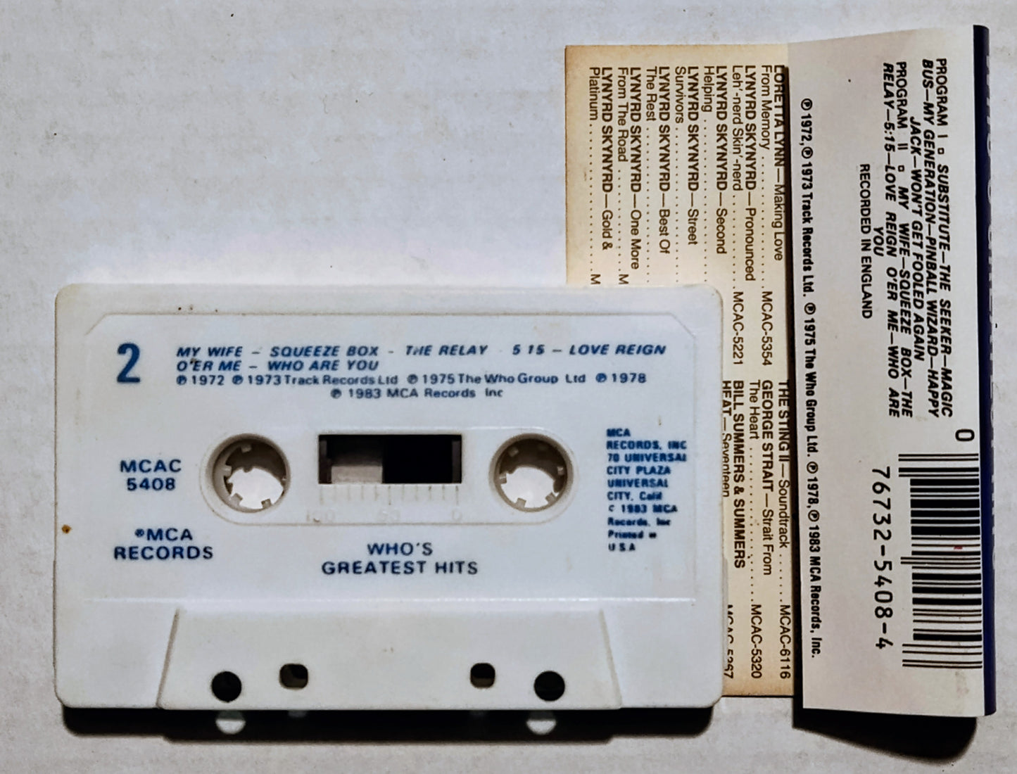 Who - “Who’s Greatest Hits” - CASSETTE TAPE VG+/VG