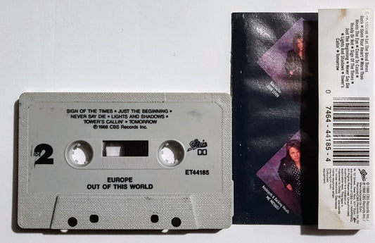 Europe - "Out Of This World" - CASSETTE TAPE (DOLBY) G/VG (Water damaged j card)