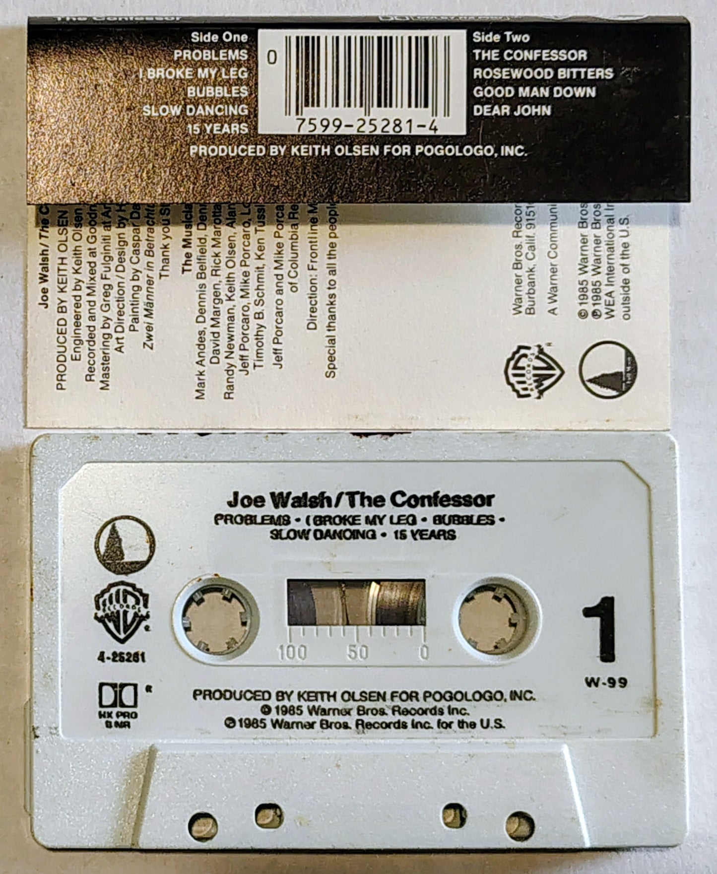 Joe Walsh - “The Confessor” - CASSETTE TAPE VG+/VG