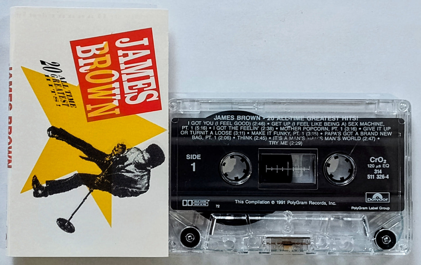James Brown - “20 All Time Greatest Hits” - CASSETTE TAPE VG+/VG+