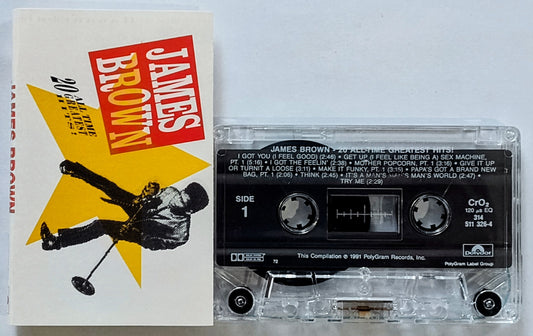 James Brown - “20 All Time Greatest Hits” - CASSETTE TAPE VG+/VG+