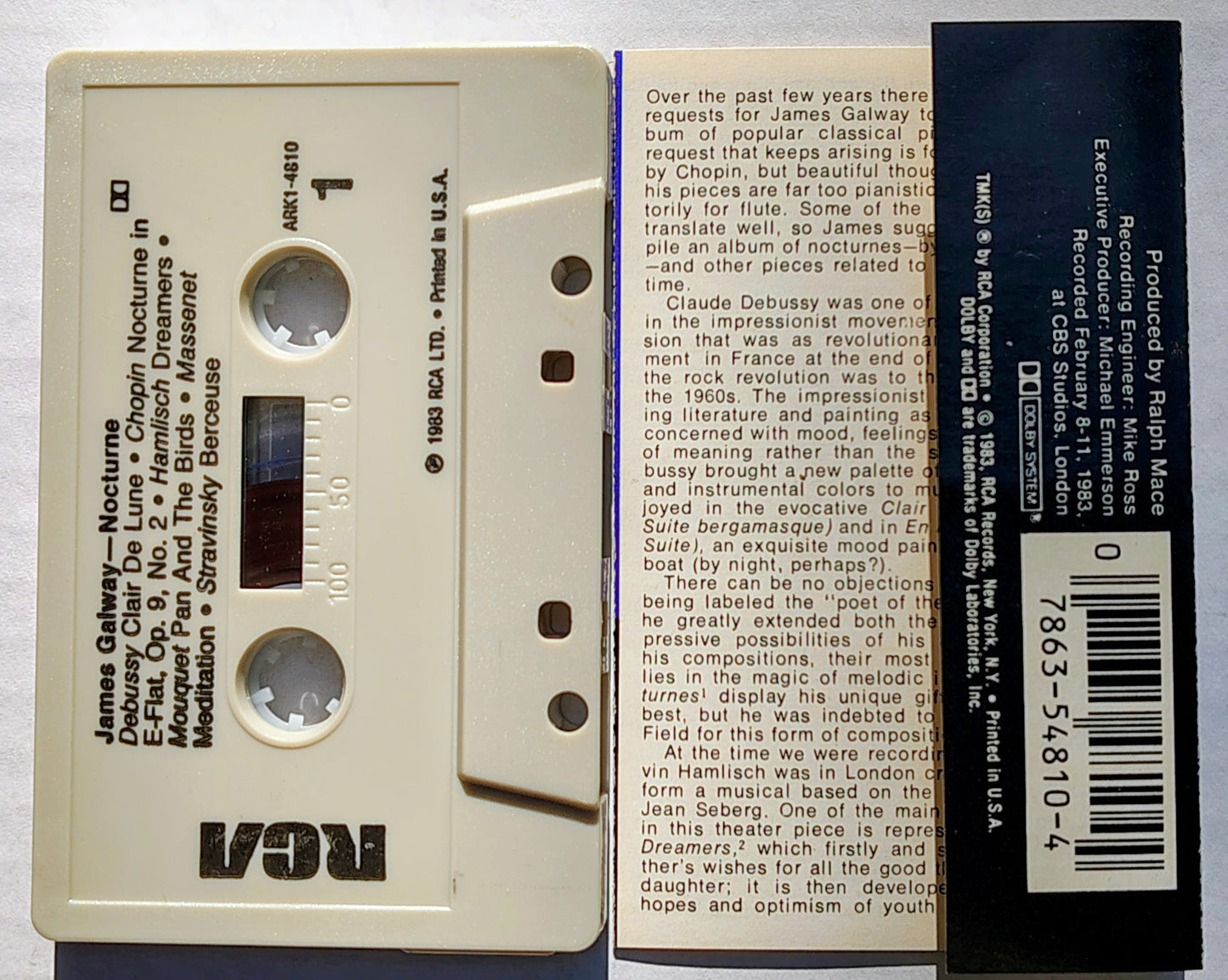 James Galway - "Nocturne" CASSETTE TAPE VG+/VG+