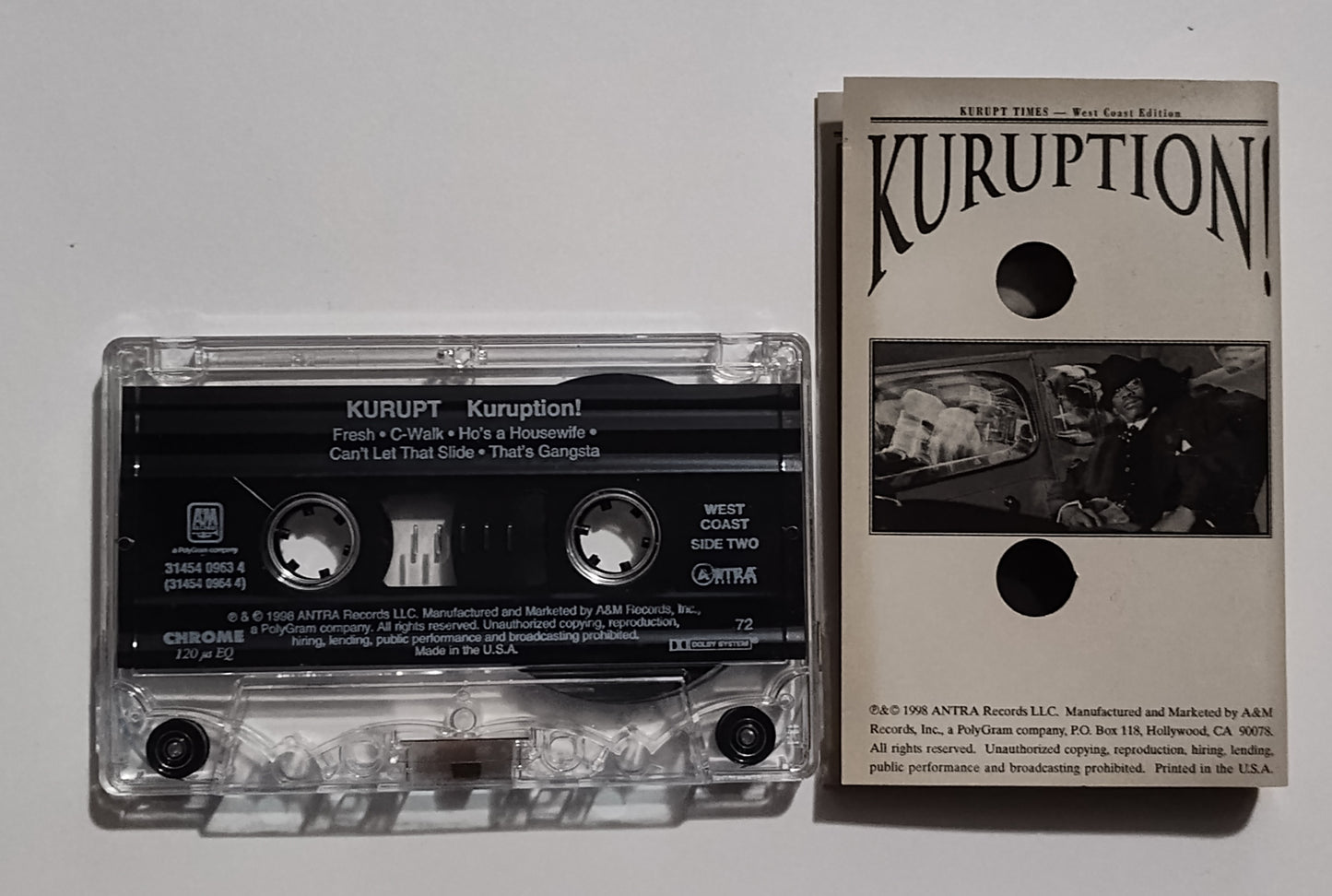 Kurupt - "Kuruption: West Coast" - CASSETTE TAPE (West Coast Cassette Only; Chrome; DOLBY) VG+/VG+