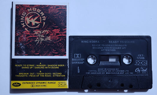 King Kobra - "Ready To Strike" - CASSETTE TAPE (Canada; XDR; DOLBY HX PRO) VG/VG