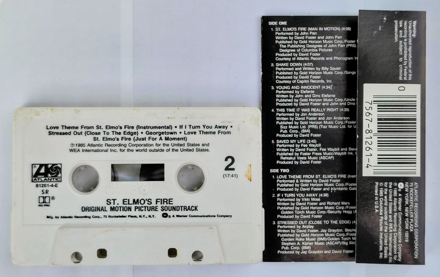 Various Artists - “St. Elmo’s Fire” - CASSETTE TAPE VG+/VG+