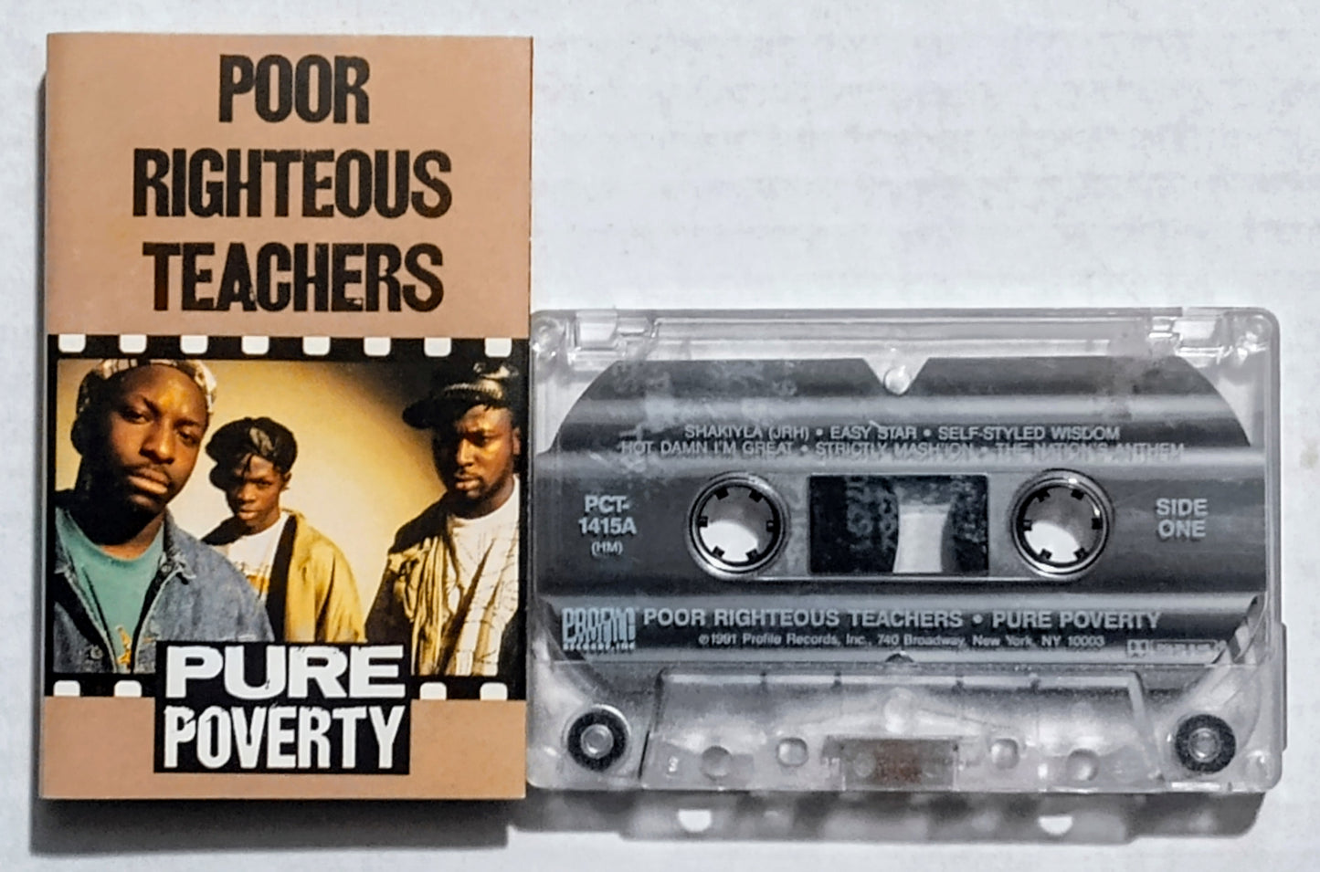 Poor Righteous Teachers - “Pure Poverty” - CASSETTE TAPE VG+/VG+ (Tape is not moldy; has an odd pattern printed on it)