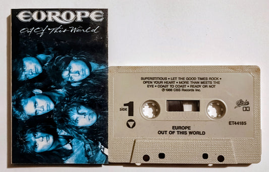 Europe - "Out Of This World" - CASSETTE TAPE (DOLBY) G/VG (Water damaged j card)