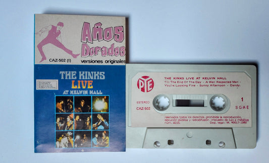 Kinks, The - "Live At Kelvin Hall" - CASSETTE TAPE (Spain version; paper labels; No bar code) VG+/VG+