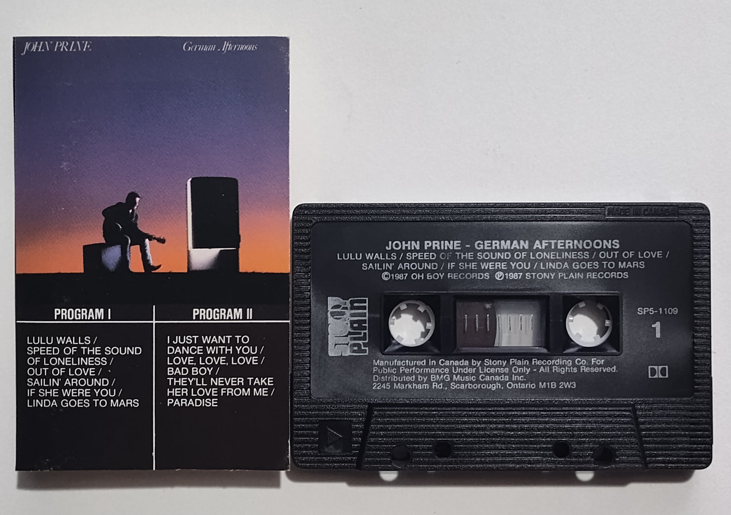 John Prine - "German Afternoons" - CASSETTE TAPE (Canada; black shell; DOLBY) VG/VG