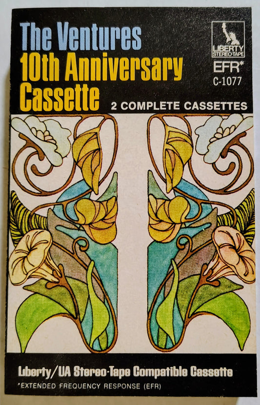 The Ventures - "10th Anniversary Cassette (Tape 1)" - CASSETTE TAPE (Canada; white shell;yellow labels;) VG/VG