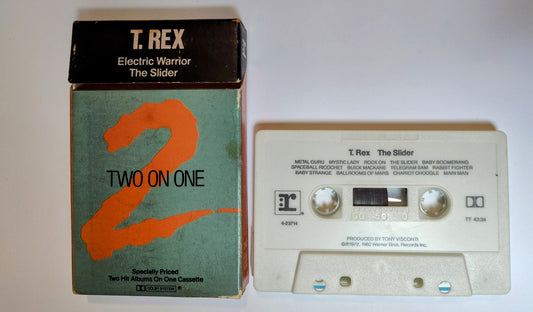 T. Rex - "Electric Warrior/ The Slider (2 on 1)" - CASSETTE TAPE (Cigarette Box Flip Top Case; DOLBY)G+/VG+