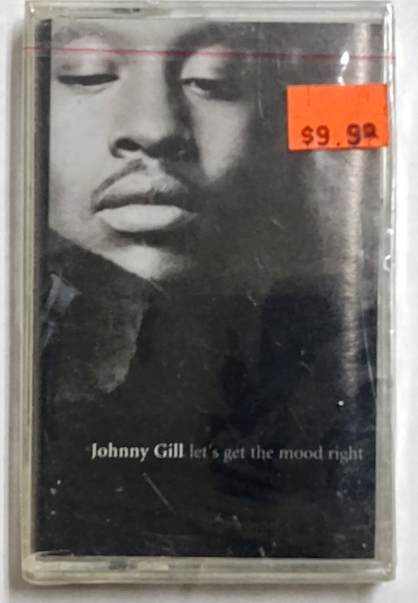 Johnny Gill - “Let’s Get The Mood Right” - CASSETTE TAPE VG+/M (Sealed; loose cellophane; badly cracked back of case; crack in spine)