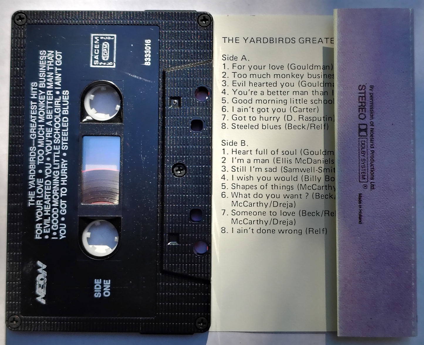 Yardbirds, The - "Greatest Hits" CASSETTE TAPE (Holland) NM/NM