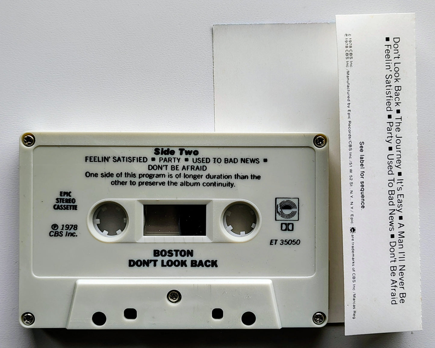 Boston - "Don't Look Back" - CASSETTE TAPE VG+/VG+