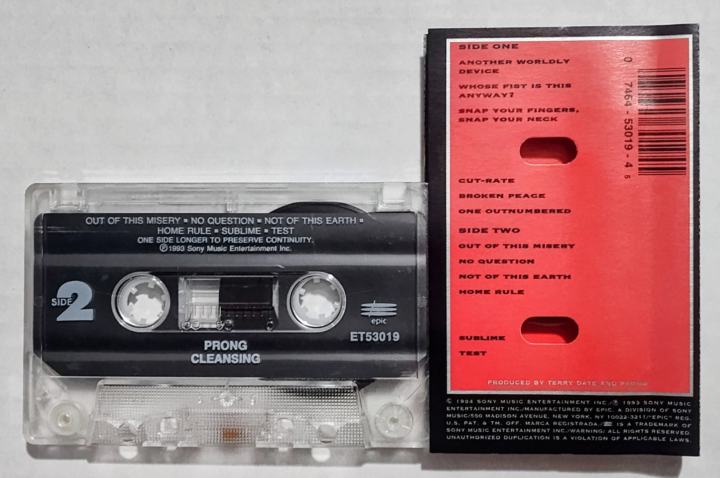 Prong - "Cleansing" - CASSETTE TAPE VG+/VG+