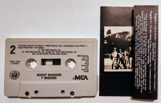 Night Ranger - "7 Wishes" - CASSETTE TAPE (DOLBY HX PRO) VG/VG+ *⭐*