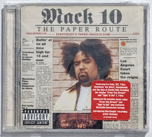 Mack 10 - “The Paper Route” - COMPACT DISC - VG+/M (Sealed with hype sticker; broken/cracked cover)