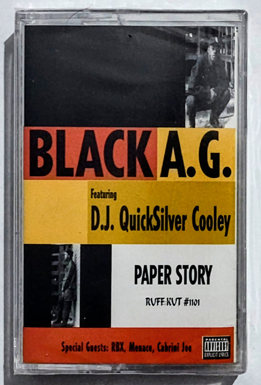 Black A.G. Featuring DJ Quicksilver Cooley - “Paper Story (EP)” - CASSETTE TAPE NM/M (Sealed; small crack in spine of case)
